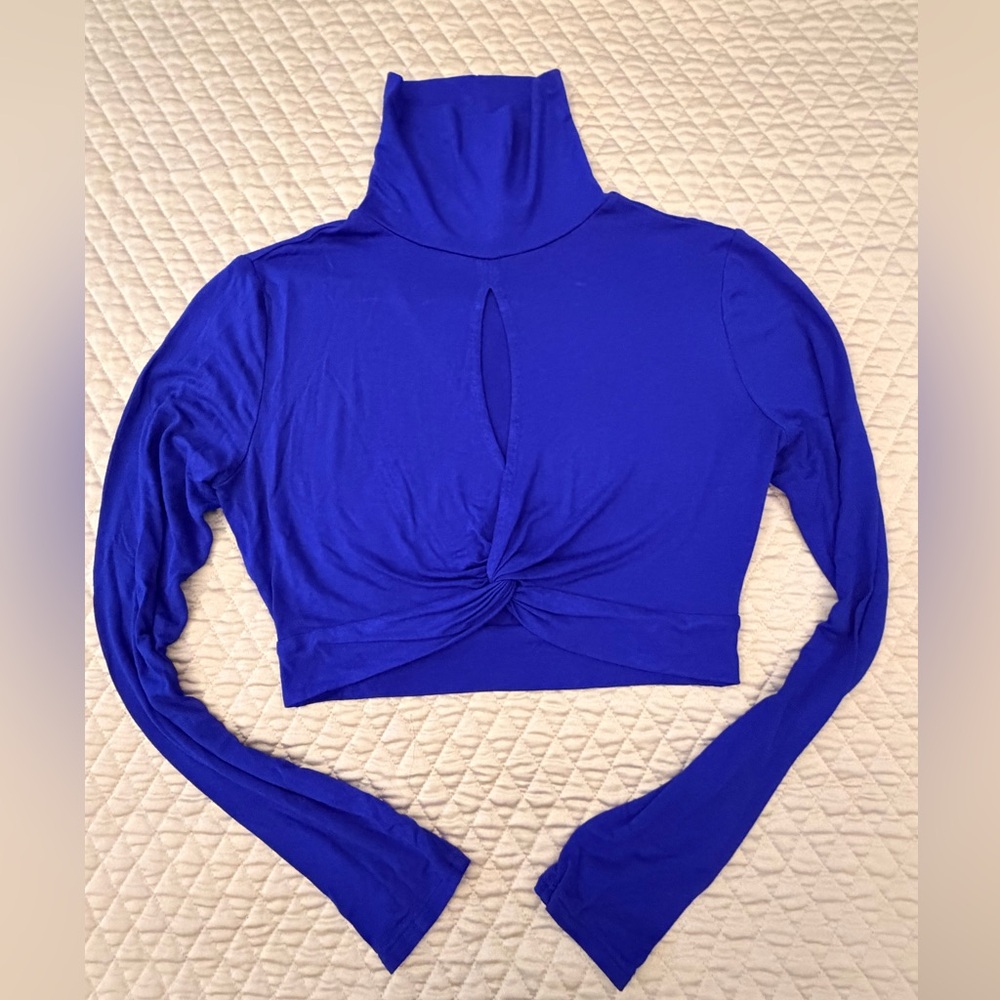 BCBGMaxAzria Cobalt Blue Twist Front Crop Top - Picture 6 of 6